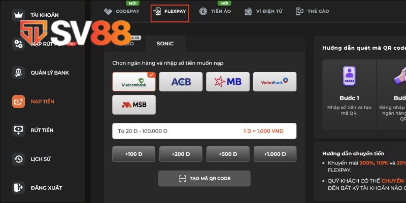 Đa dạng các phương thức nạp tiền cho hội viên lựa chọn