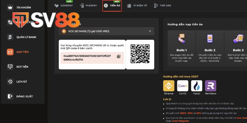 Nạp tiền SV88 qua thẻ cào điện thoại