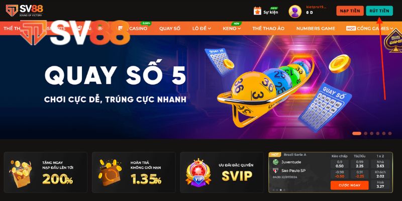 Quy trình 4 bước rút tiền SV88 đơn giản, dễ thực hiện